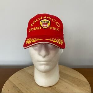 MONACO Grand Prix Hat Strapback Baseball Vintage Red Cap Retro Dad Trucker